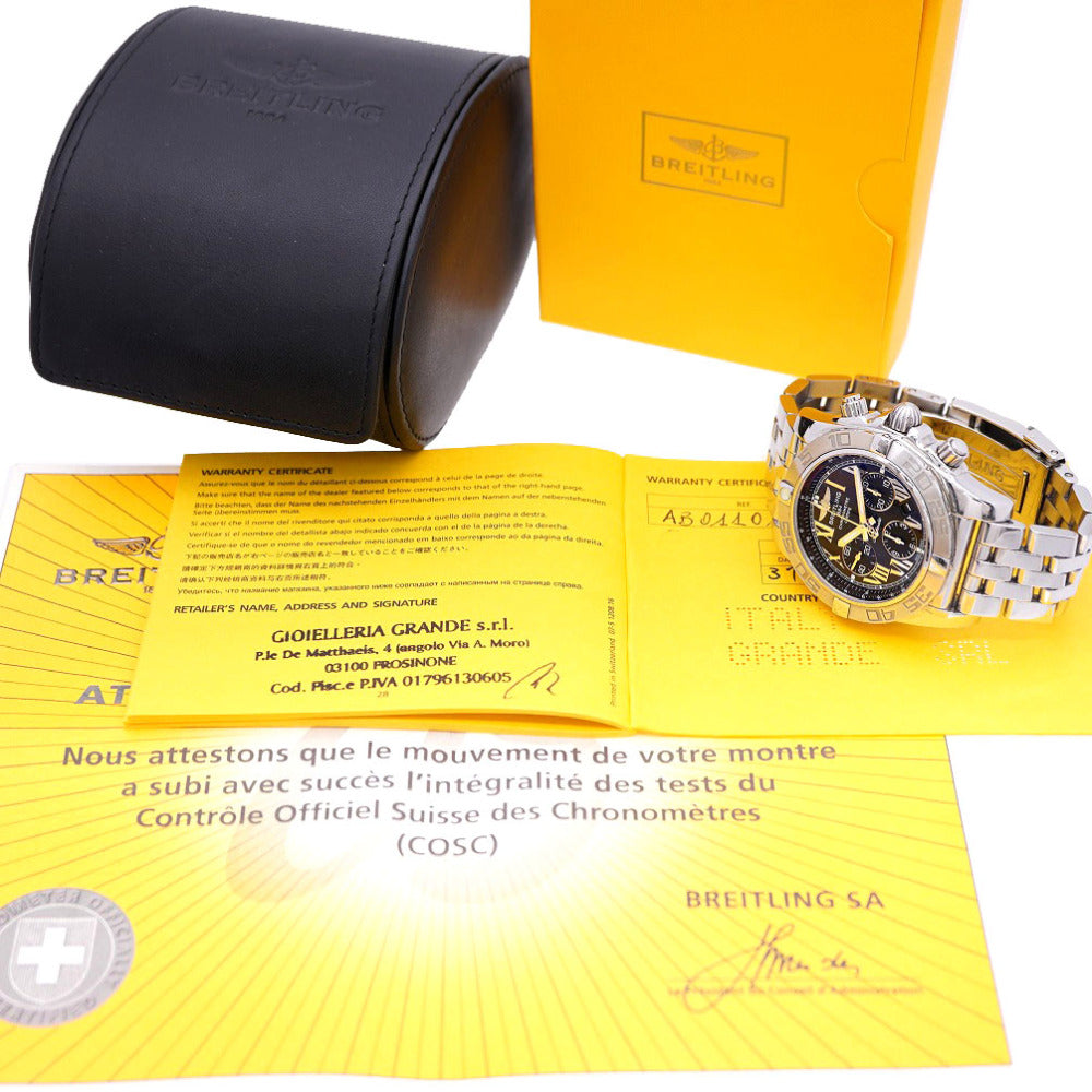 美品 ブライトリング クロノマット 44 AB011011 / B956 自動巻き 腕時計 SS ブラック 黒文字盤 0001【中古】BREITLING メンズ