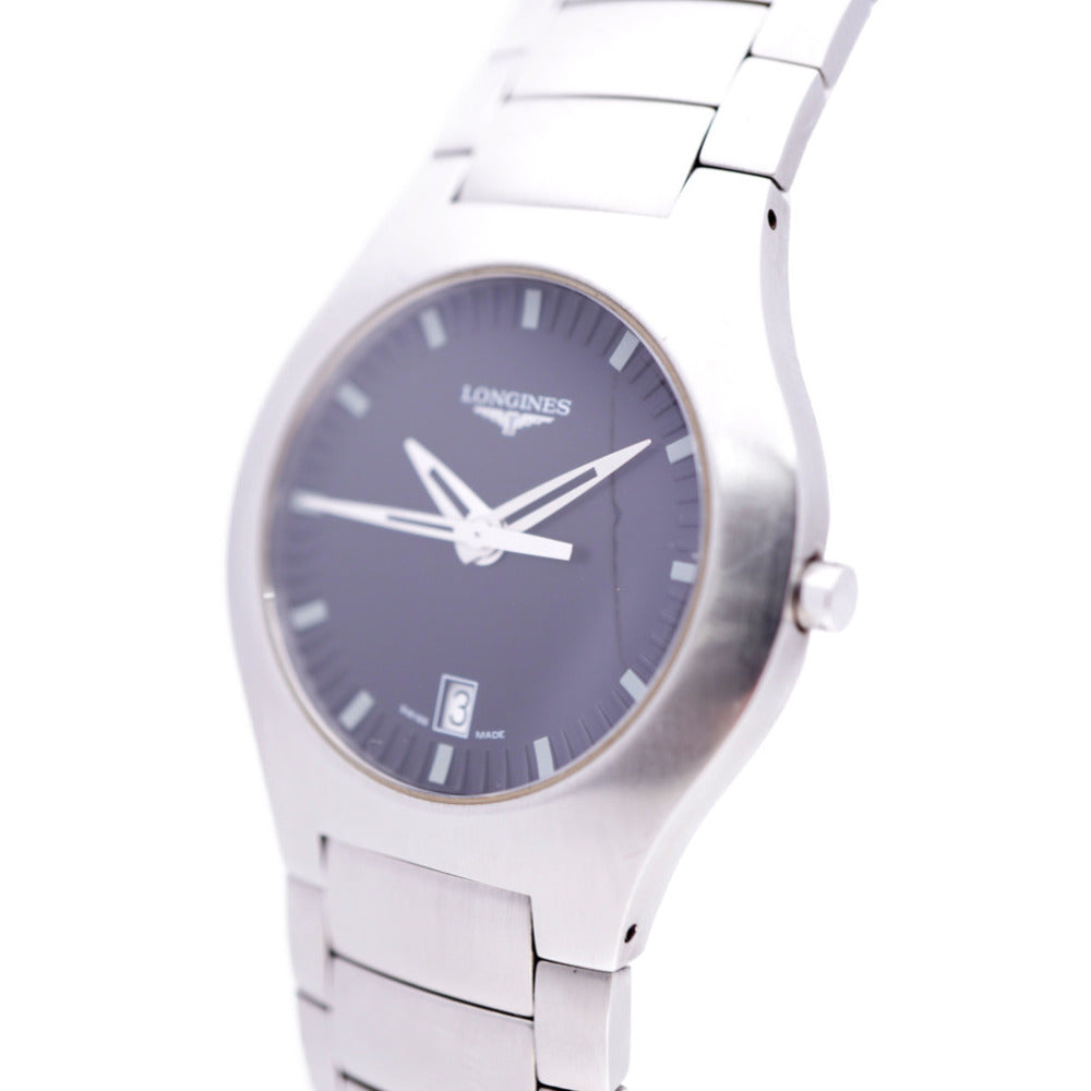 ロンジン オポジション デイト L3.617.4 クオーツ 腕時計 SS ブラック 黒文字盤 0005【中古】LONGINES メンズ