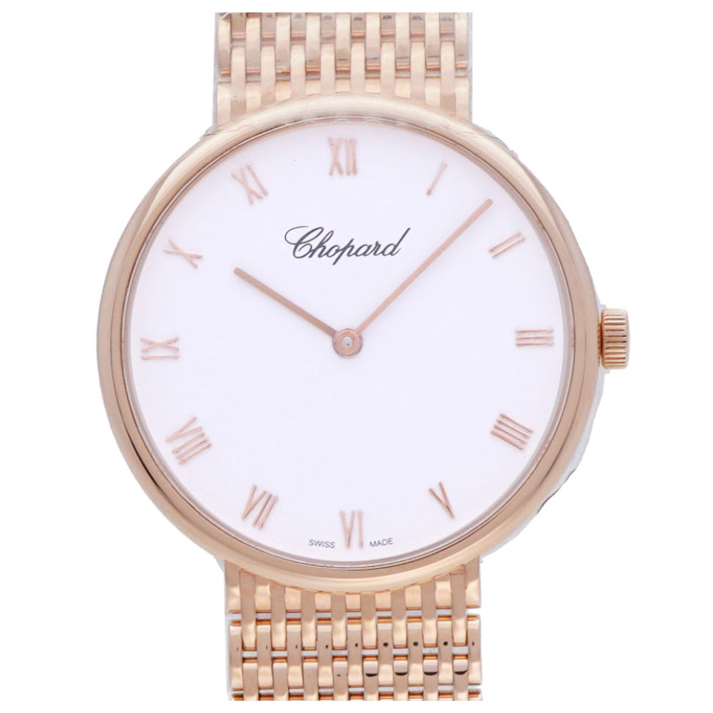 未使用 ショパール クラシック ローズゴールド 金無垢 153613-5001 手巻き 腕時計 K18PG 750PG ホワイト 白文字盤 0006【中古】Chopard メンズ