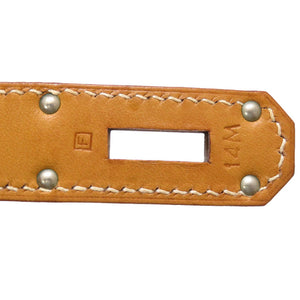 エルメス オータクロア40 ヴァッシュ ナチュラル シルバー金具 □F刻印 ハンドバッグ バッグ 茶 0007 【中古】 HERMES メンズ