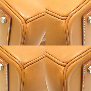 エルメス オータクロア40 ヴァッシュ ナチュラル シルバー金具 □F刻印 ハンドバッグ バッグ 茶 0007 【中古】 HERMES メンズ