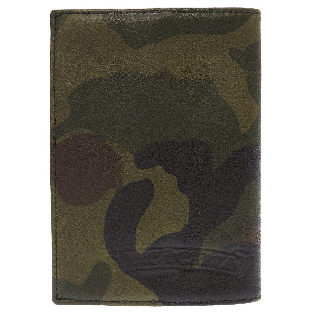 美品 クロムハーツ セメタリークロス レザー 迷彩 カモフラージュ グリーン 緑 パスポートケース カバー 0010【中古】CHROME HEARTS