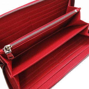 新品同様 ミュウミュウ レザー レッド 赤 ラウンドファスナー長財布 財布 0011【中古】MIUMIU