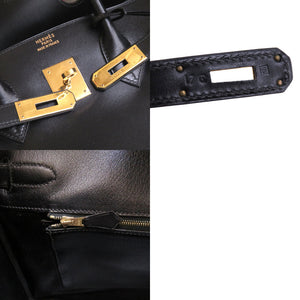 美品 エルメス バーキン35 ボックスカーフ ブラック ゴールド金具 □F刻印 ハンドバッグ バッグ 黒 0016 【中古】 HERMES