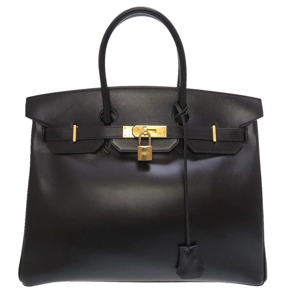 美品 エルメス バーキン35 ボックスカーフ ブラック ゴールド金具 □F刻印 ハンドバッグ バッグ 黒 0016 【中古】 HERMES