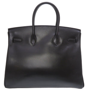 美品 エルメス バーキン35 ボックスカーフ ブラック ゴールド金具 □F刻印 ハンドバッグ バッグ 黒 0016 【中古】 HERMES