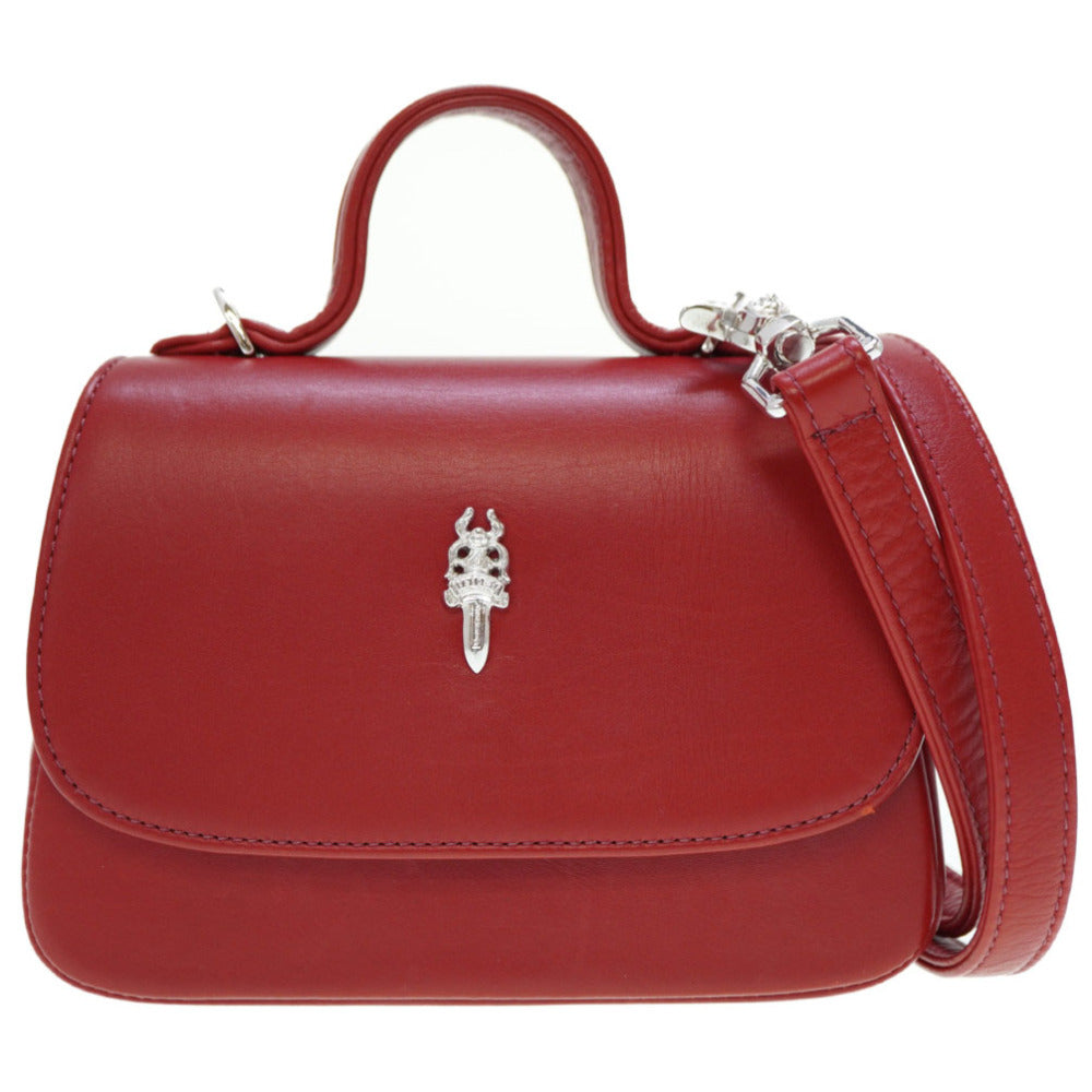 美品 クロムハーツ TEENER ダガー 2WAY ショルダー ハンド バッグ レザー レッド 赤 ストラップ付 0021【中古】CHROME HEARTS