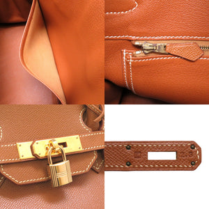 エルメス バーキン35 クシュベル ゴールド ゴールド金具 □E刻印 ハンドバッグ バッグ 茶 0023 【中古】 HERMES