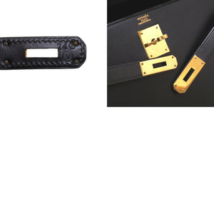 美品 エルメス ケリー32 外縫い ボックスカーフ ブラック ゴールド金具 〇V刻印 ハンドバッグ バッグ 黒 0024 【中古】 HERMES