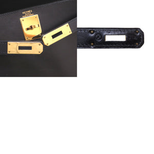 美品 エルメス ケリー28 内縫い ボックスカーフ ブラック ゴールド金具 〇X刻印 ハンドバッグ バッグ 黒 0026 【中古】 HERMES