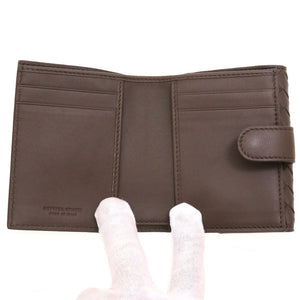 新品同様 ボッテガヴェネタ イントレチャート コンパクトウォレット レザー グレー Wホック財布 財布 0064【中古】BOTTEGA VENETA