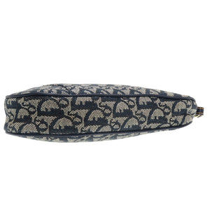 美品 クリスチャンディオール トロッター キャンバス ネイビー グレー 紺 サドルポーチ アクセサリーポーチ バッグ 0066【中古】Christian Dior