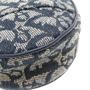 美品 クリスチャンディオール トロッター キャンバス ネイビー グレー 紺 サドルポーチ アクセサリーポーチ バッグ 0066【中古】Christian Dior