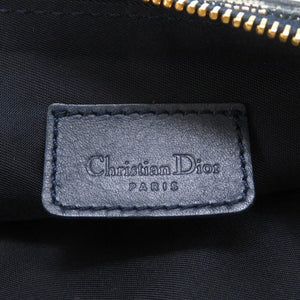 美品 クリスチャンディオール トロッター キャンバス ネイビー グレー 紺 サドルポーチ アクセサリーポーチ バッグ 0066【中古】Christian Dior