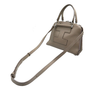 イアクッチ レザー  シルバー金具 グレージュ 2WAY ハンドバッグ ショルダーバッグ 0076【中古】IACUCCI