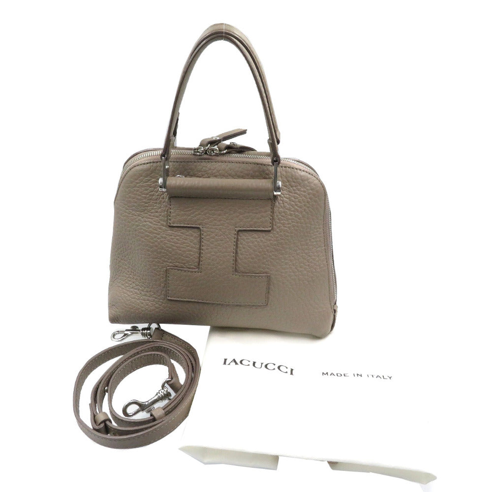 イアクッチ レザー  シルバー金具 グレージュ 2WAY ハンドバッグ ショルダーバッグ 0076【中古】IACUCCI