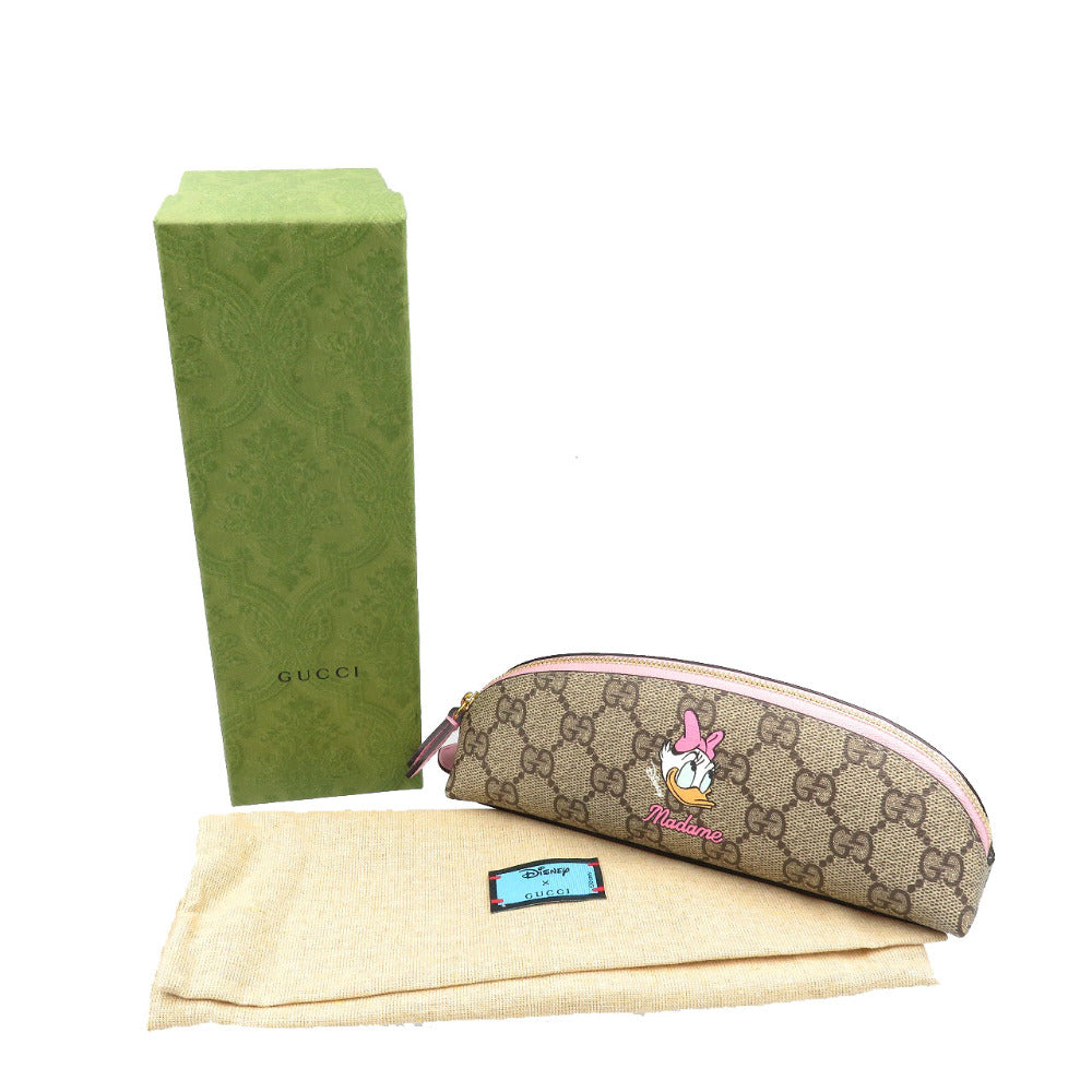 未使用 グッチ ディズニー デイジーダック GGスプリーム ゴールド金具 ベージュ ピンク ペンケース 0079【中古】GUCCI