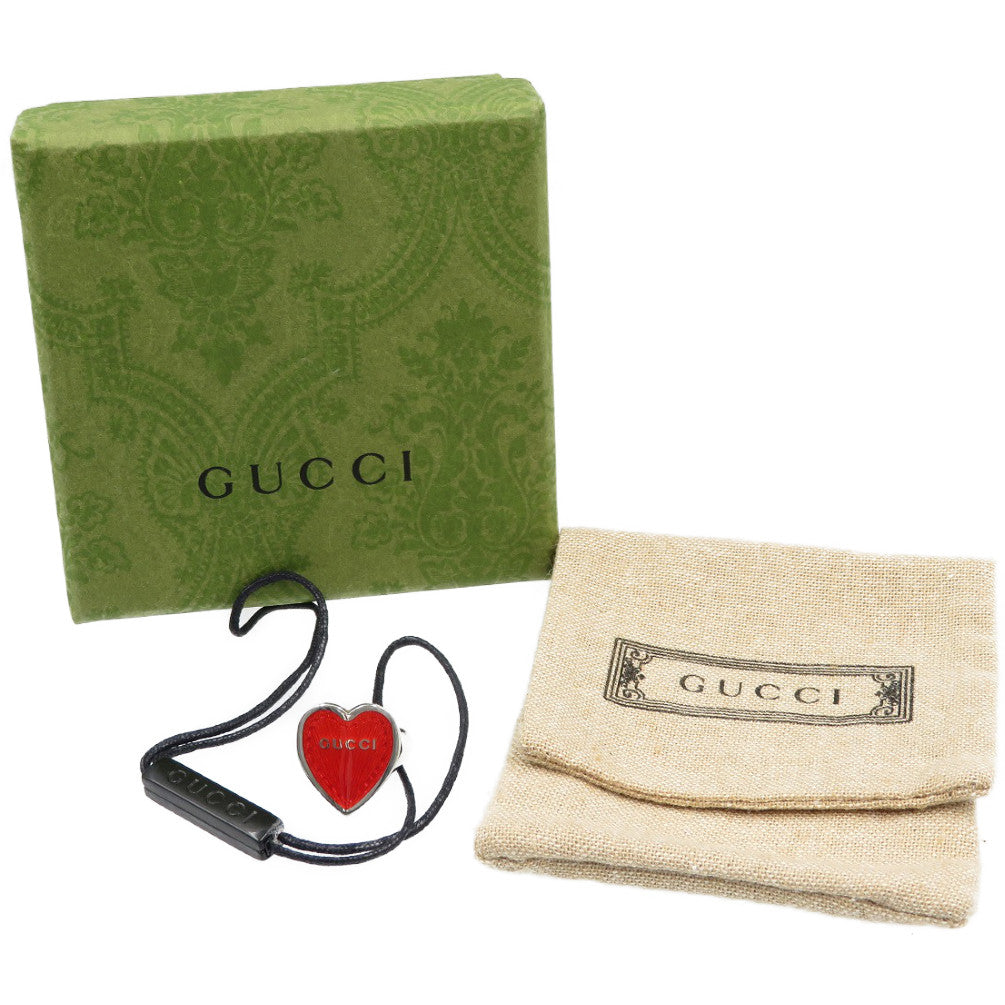 新品同様 グッチ ハート ロゴ シルバー925 11号 シルバー レッド 指輪 リング 0080【中古】GUCCI