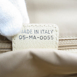 クリスチャンディオール トロッター フラワー刺繍 キャンバス レザー ベージュ 金具シルバー 0081 【中古】Christian Dior