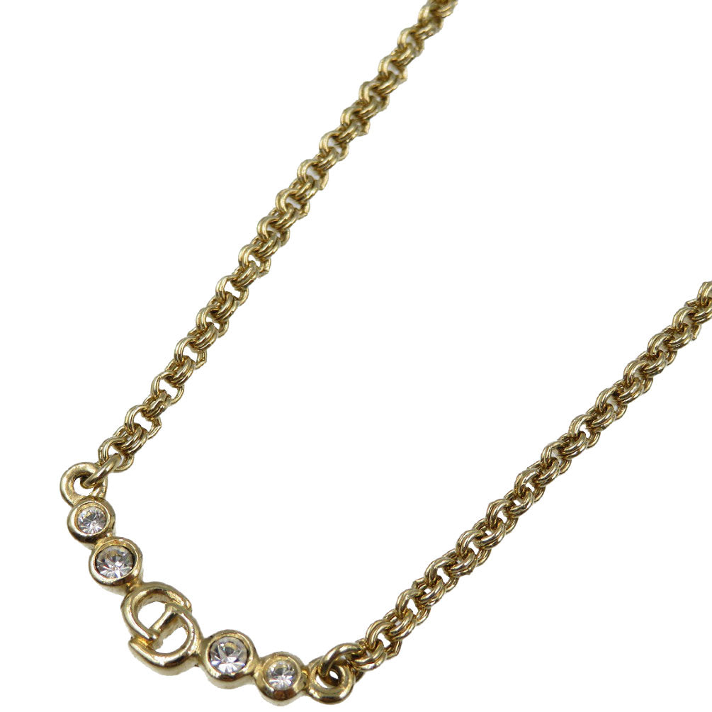 美品 クリスチャンディオール ヴィンテージ メタル ラインストーン ゴールド ネックレス 0082【中古】Christian Dior