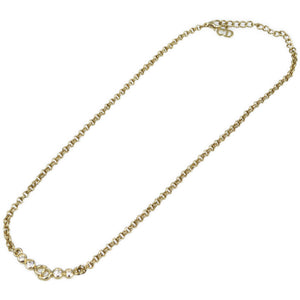 美品 クリスチャンディオール ヴィンテージ メタル ラインストーン ゴールド ネックレス 0082【中古】Christian Dior