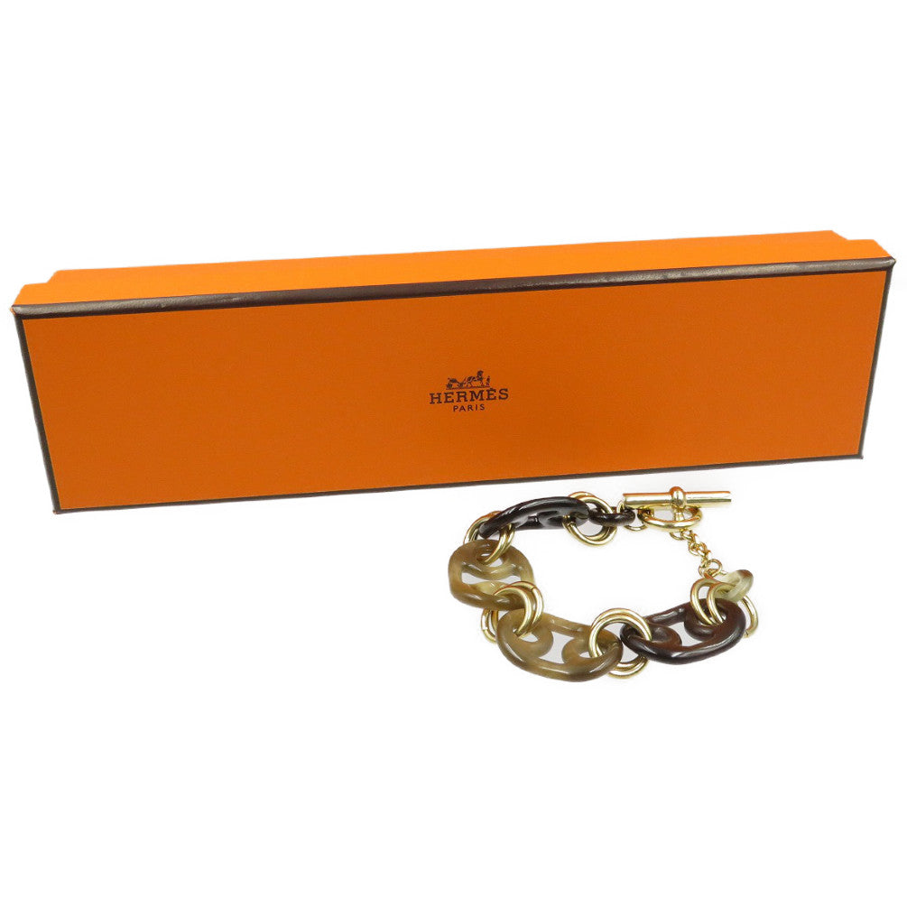 未使用 エルメス ユリディス バッファローホーン メタル ゴールド金具 ブラウン  ブレスレット 0087【中古】HERMES