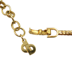 美品 クリスチャンディオール ヴィンテージ メタル ラインストーン ゴールド ピンク ネックレス チョーカー 0087【中古】Christian Dior