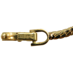 美品 クリスチャンディオール ヴィンテージ メタル ラインストーン ゴールド ピンク ネックレス チョーカー 0087【中古】Christian Dior