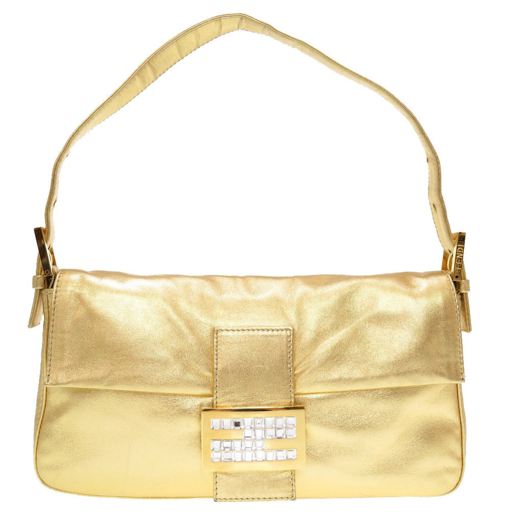 フェンディ マンマバケット レザー ストーン ゴールド ハンドバッグ バッグ 金色 0093 【中古】 FENDI