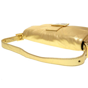 フェンディ マンマバケット レザー ストーン ゴールド ハンドバッグ バッグ 金色 0093 【中古】 FENDI