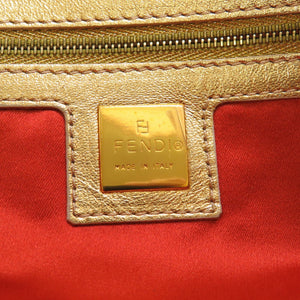 フェンディ マンマバケット レザー ストーン ゴールド ハンドバッグ バッグ 金色 0093 【中古】 FENDI
