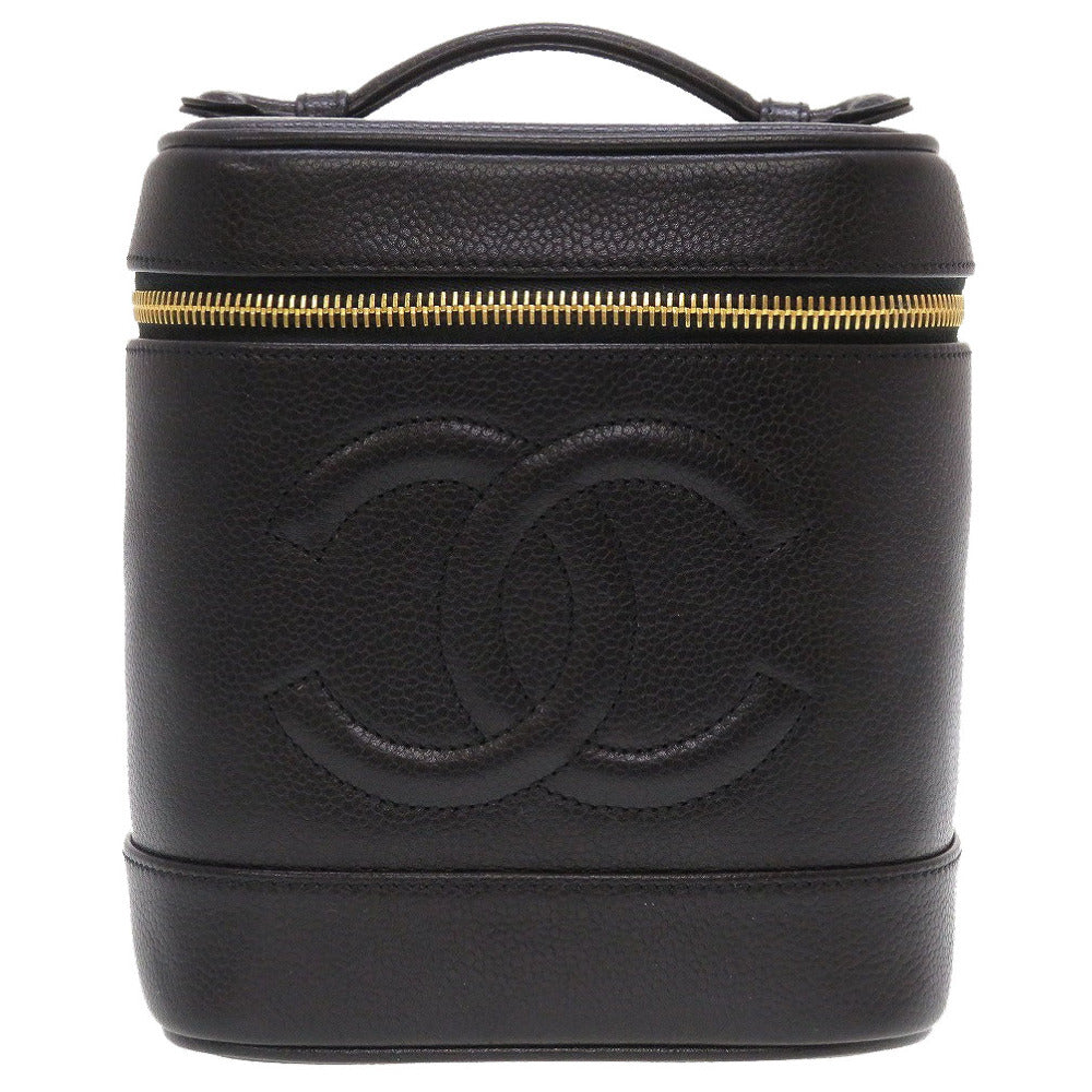 新品同様 シャネル 縦型バニティ ココマーク A01998 キャビアスキン ブラック 黒 ハンドバッグ 0094【中古】CHANEL