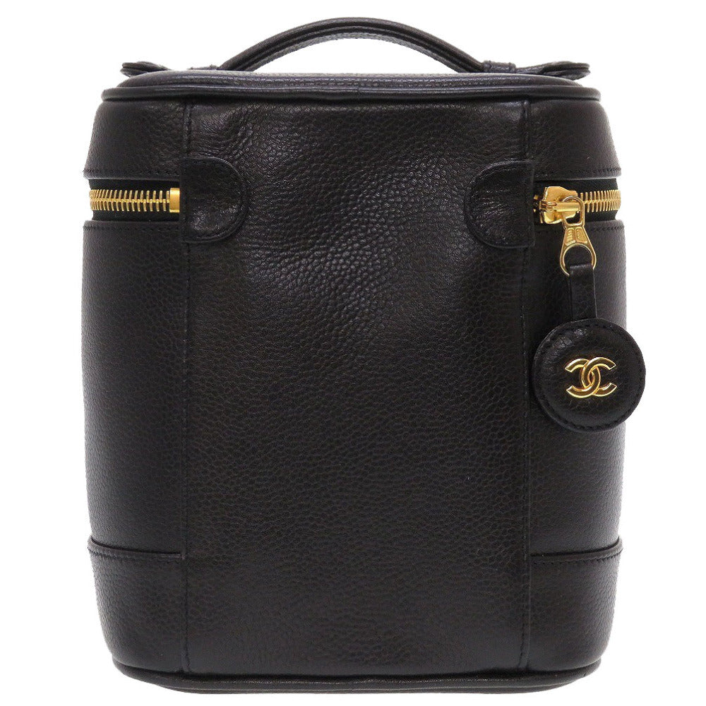 新品同様 シャネル 縦型バニティ ココマーク A01998 キャビアスキン ブラック 黒 ハンドバッグ 0094【中古】CHANEL