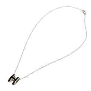 エルメス ポップアッシュ Hロゴ メタル ブラック シルバー 黒 ネックレス 0096【中古】HERMES