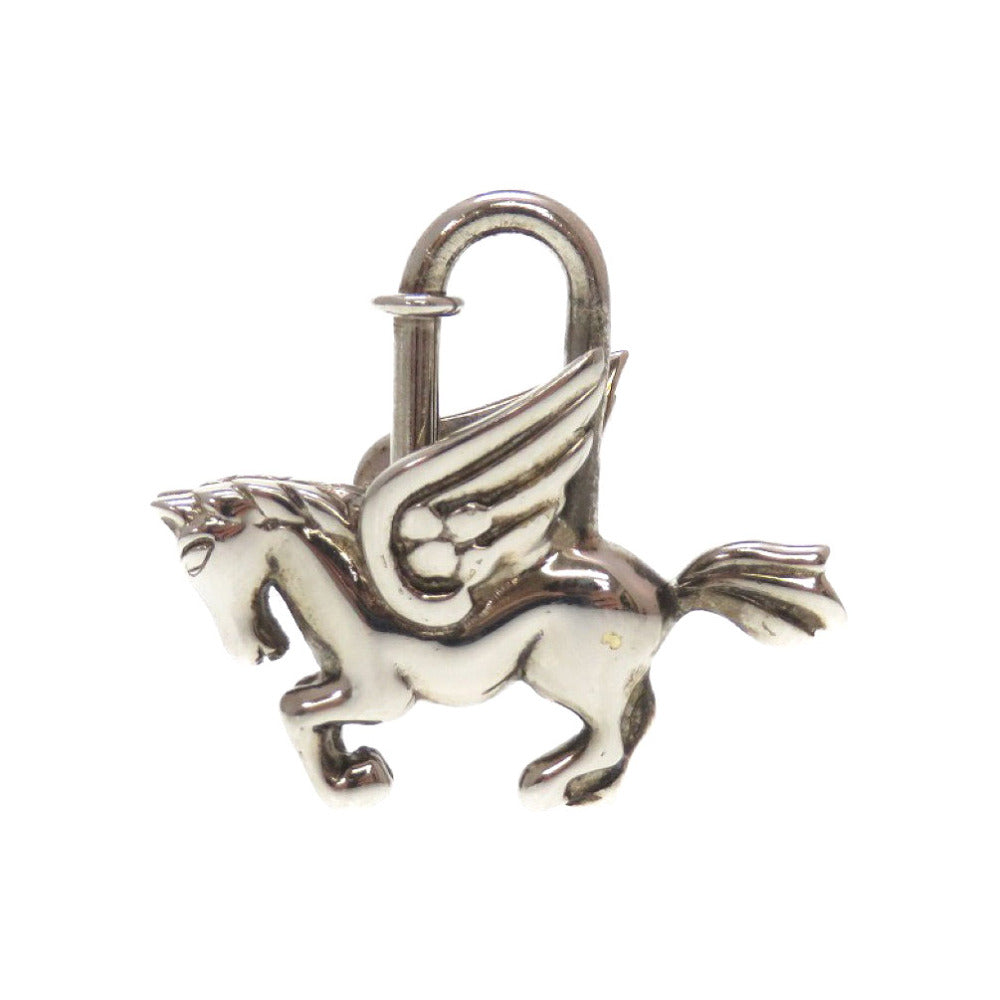 美品 エルメス ペガサス メタル シルバー バッグチャーム カデナ 南京錠 キーホルダー 0097【中古】HERMES