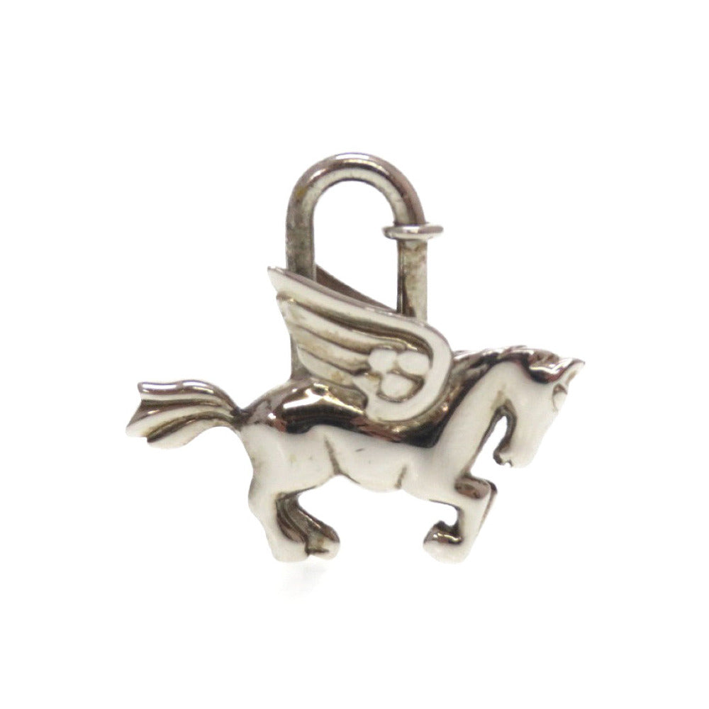 美品 エルメス ペガサス メタル シルバー バッグチャーム カデナ 南京錠 キーホルダー 0097【中古】HERMES