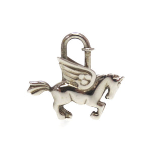 美品 エルメス ペガサス メタル シルバー バッグチャーム カデナ 南京錠 キーホルダー 0097【中古】HERMES