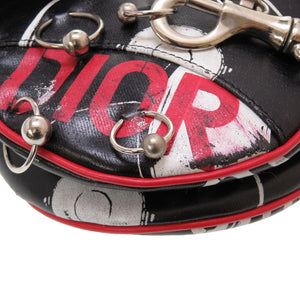 クリスチャン ディオール × ジョン ガリアーノ ハードコア サドルバッグ レザー ブラック レッド ハンドバッグ バッグ 黒 赤 0101 【中古】 Christian Dior × John Galliano