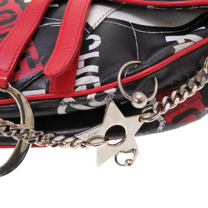 クリスチャン ディオール × ジョン ガリアーノ ハードコア サドルバッグ レザー ブラック レッド ハンドバッグ バッグ 黒 赤 0101 【中古】 Christian Dior × John Galliano