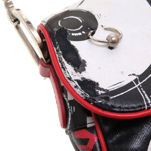 クリスチャン ディオール × ジョン ガリアーノ ハードコア サドルバッグ レザー ブラック レッド ハンドバッグ バッグ 黒 赤 0101 【中古】 Christian Dior × John Galliano