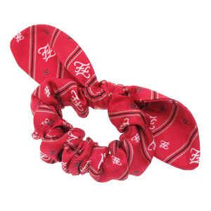 新品同様 フェンディ ズッカ柄 2点セット シルク ブラウン レッド 茶 赤 シュシュ ヘアゴム ヘアバンド 0119【中古】FENDI