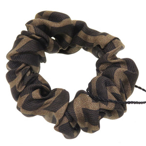 新品同様 フェンディ ズッカ柄 2点セット シルク ブラウン レッド 茶 赤 シュシュ ヘアゴム ヘアバンド 0119【中古】FENDI