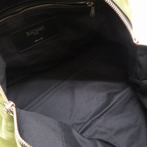 新品同様 バルマン スエード カーキ ブラック W7HA211Z004 トートバッグ バッグ 緑 黒 0130 【中古】 BALMAIN メンズ
