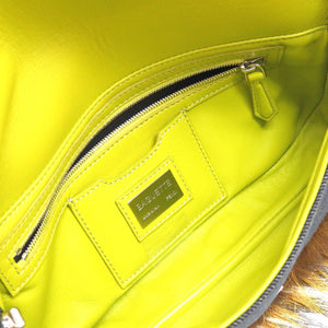 新品同様 フェンディ マンマバケット デニム フォックスファー ネイビー ハンドバッグ バッグ 紺 0131 【中古】 FENDI