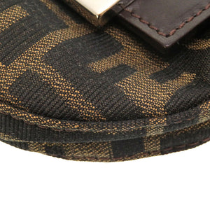 美品 フェンディ ズッカ 26673 ミニクロワッサン ミニマンマ キャンバス レザー ブラウン 茶 ミニミニバッグ 0133【中古】FENDI