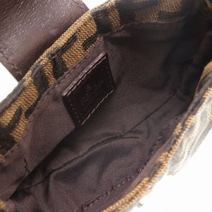 美品 フェンディ ズッカ 26673 ミニクロワッサン ミニマンマ キャンバス レザー ブラウン 茶 ミニミニバッグ 0133【中古】FENDI