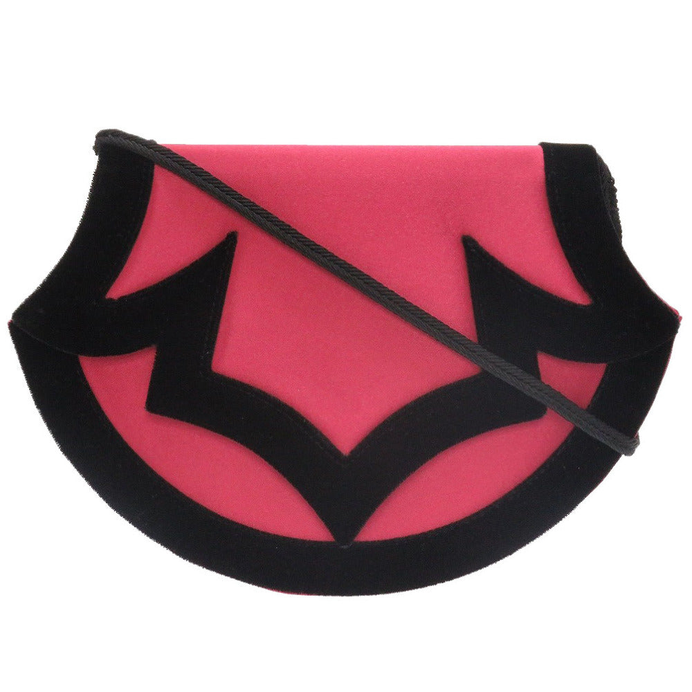 美品 イヴサンローラン ヴィンテージ ベロア ポリエステル ピンク ブラック 黒 ショルダーバッグ 0139【中古】YVES SAINTLAURENT