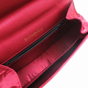 美品 イヴサンローラン ヴィンテージ ベロア ポリエステル ピンク ブラック 黒 ショルダーバッグ 0139【中古】YVES SAINTLAURENT