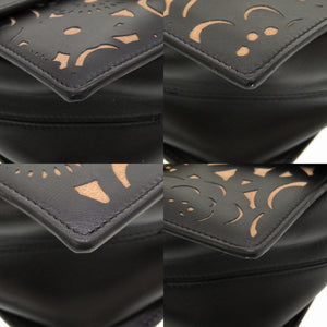 新品同様 ロジェヴィヴィエ フラワー カットワーク レザー ブラック 黒 ベージュ ショルダーバッグ 0140【中古】Roger Vivier