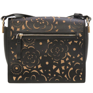 新品同様 ロジェヴィヴィエ フラワー カットワーク レザー ブラック 黒 ベージュ ショルダーバッグ 0140【中古】Roger Vivier